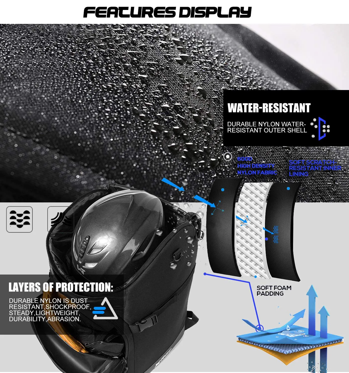 RAVOINCC Ski Boot Backpack 50L with Waterproof Exterior Stores Gear for Helmet, Goggles & Accessories