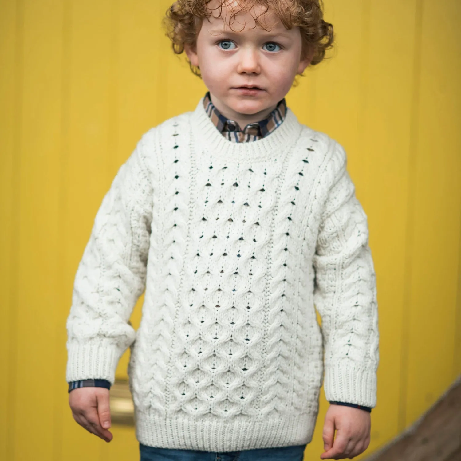 [Re:Coat] Cadogan Supersoft Merino Children's Sweater - Cream (5-6y)