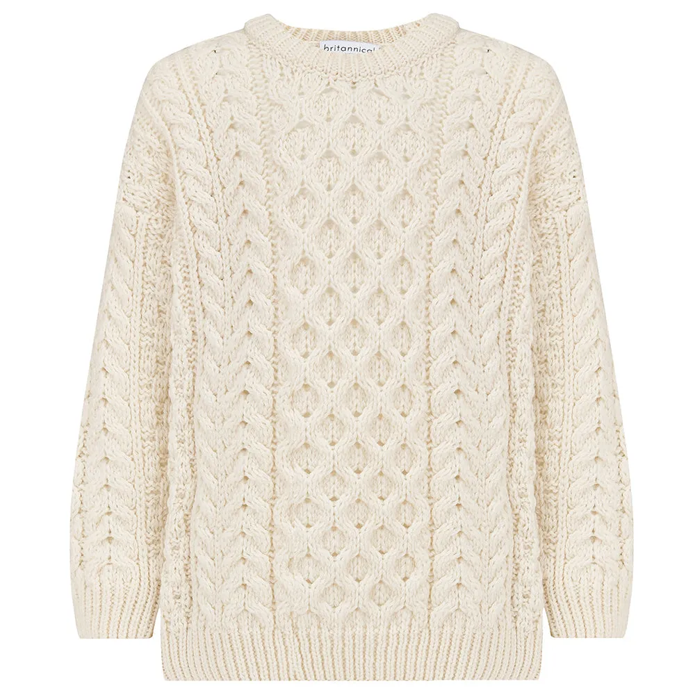 [Re:Coat] Cadogan Supersoft Merino Children's Sweater - Cream (5-6y)