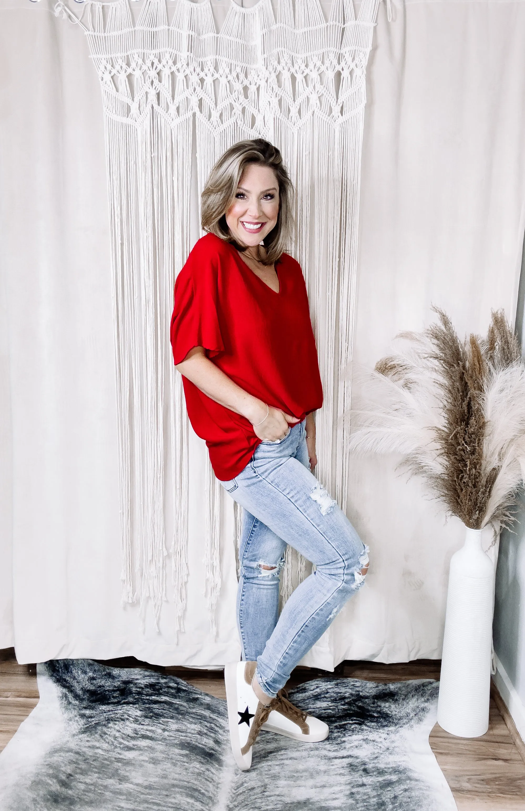 Red Kait Vneck Top