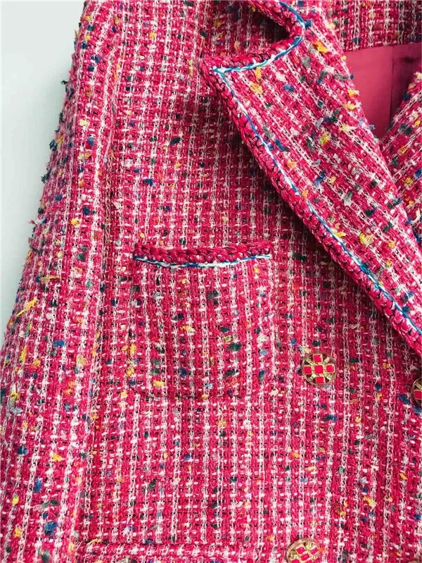 retro fashion Rose  tweed profile lapel pocket jackets