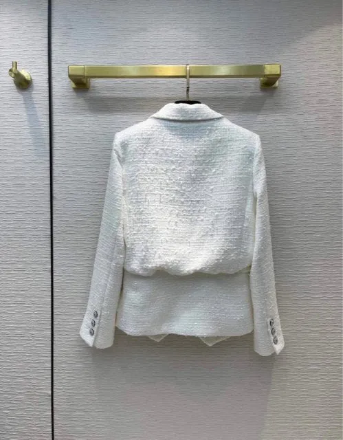 retro fashion Rose  tweed profile lapel pocket jackets
