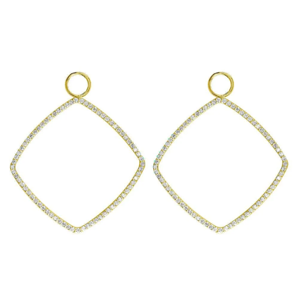Rhombus Diamond Earring Jackets, 1.00CT in 14k Yellow Gold
