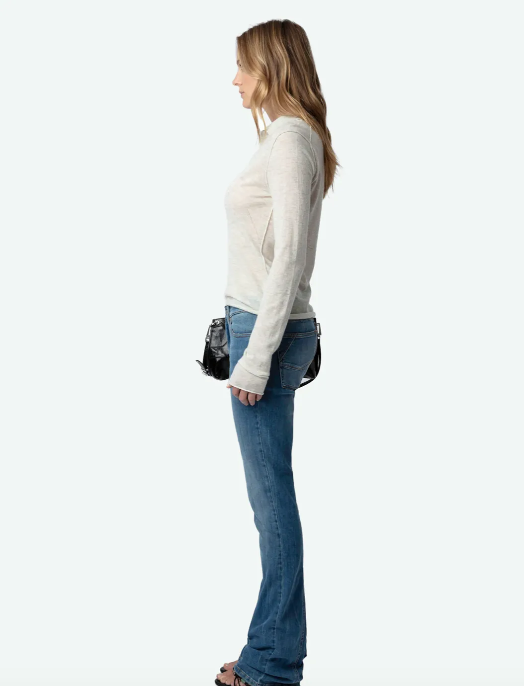 SALLY DIAMANTE CASHMERE SWEATER IN NEIGE