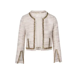 Samia Embroidered Crop Jacket - Gold