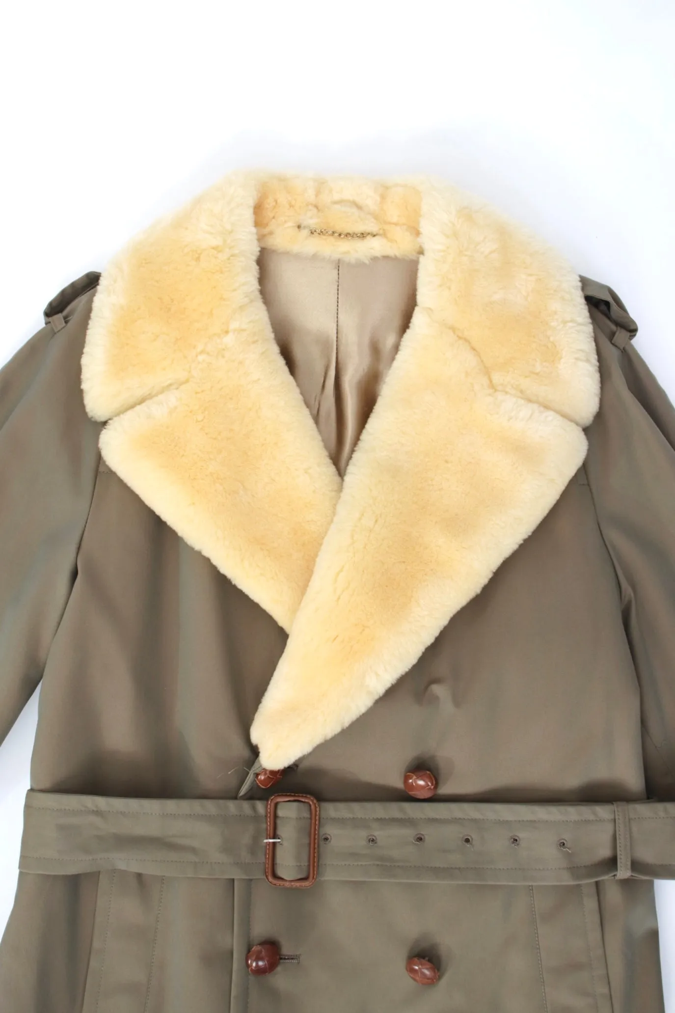 Shearling Lapel Trench Coat