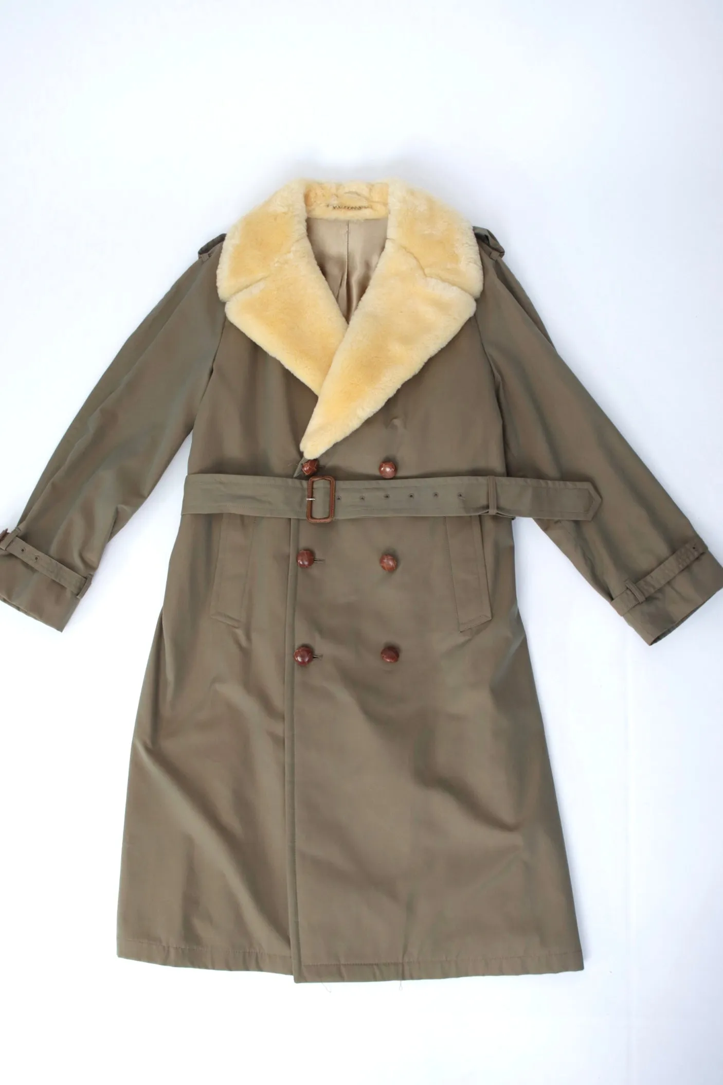 Shearling Lapel Trench Coat