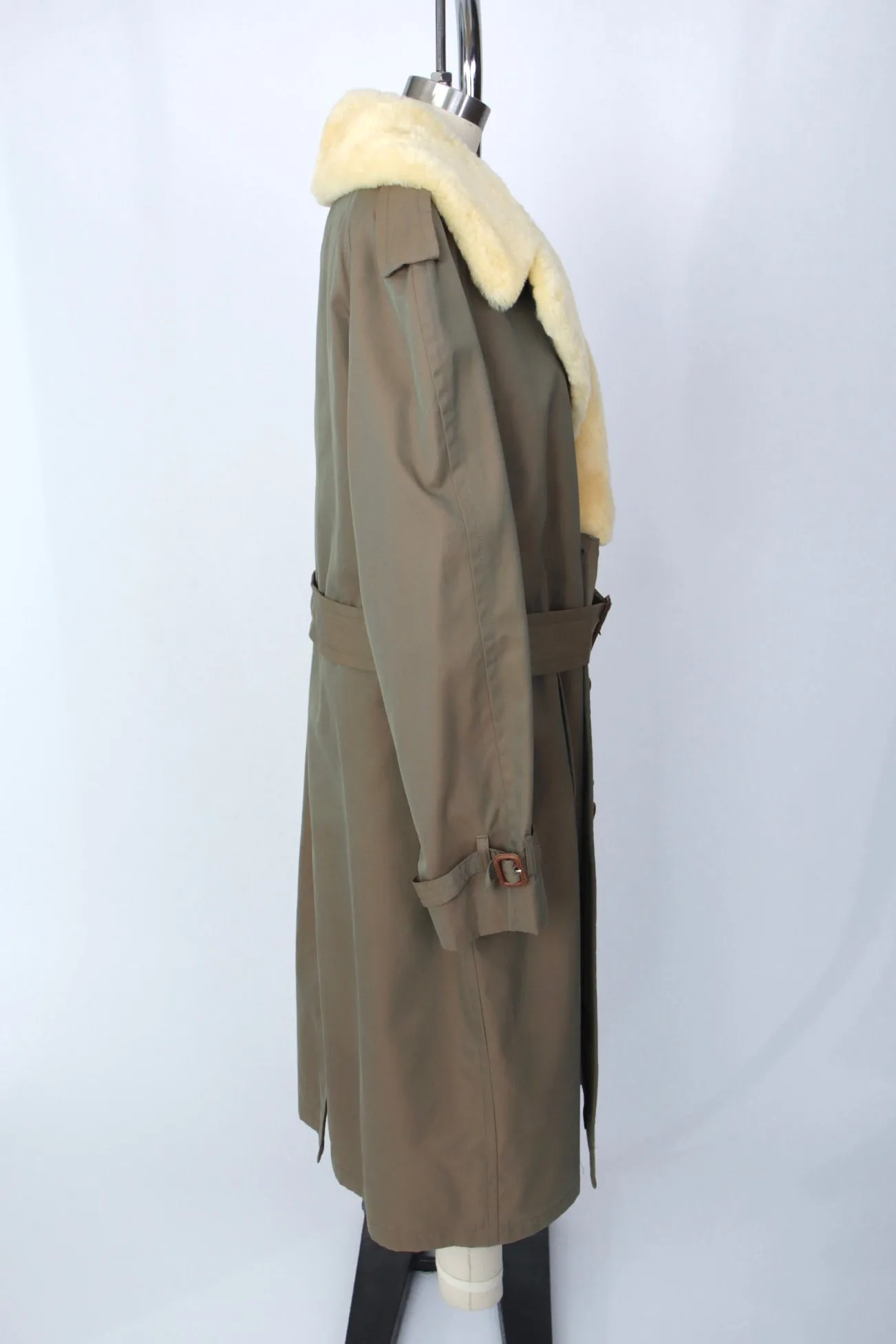 Shearling Lapel Trench Coat