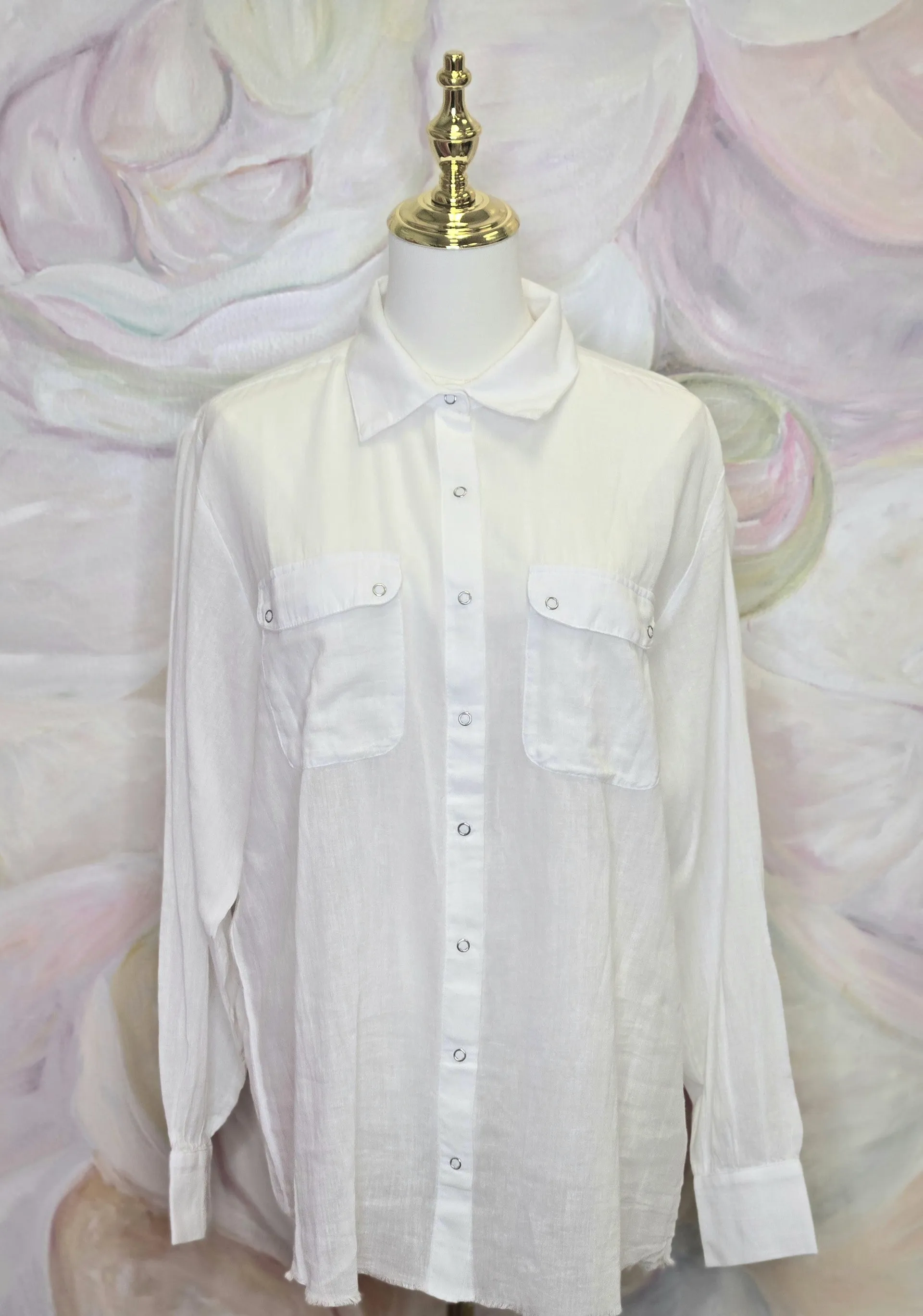 Sheer White Snap Down Shirt