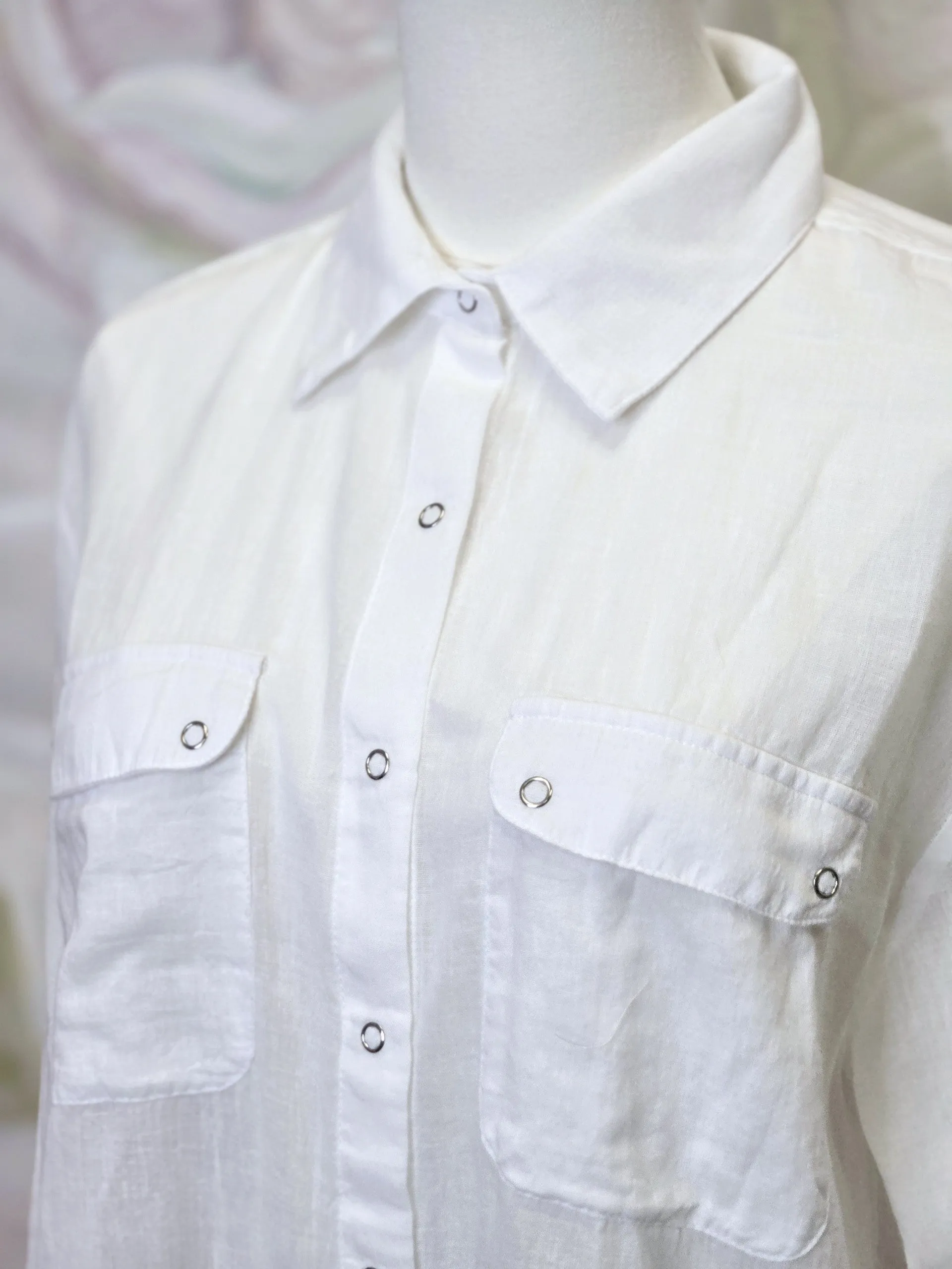 Sheer White Snap Down Shirt