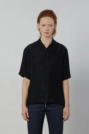 Short Sleeve Hidden Packet Shirt - Black