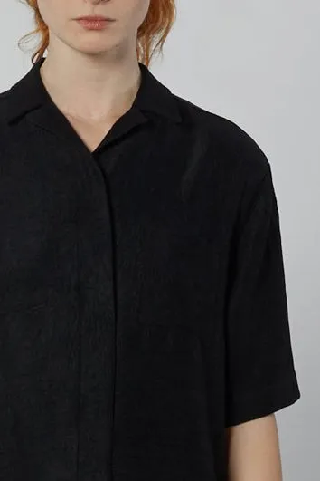 Short Sleeve Hidden Packet Shirt - Black