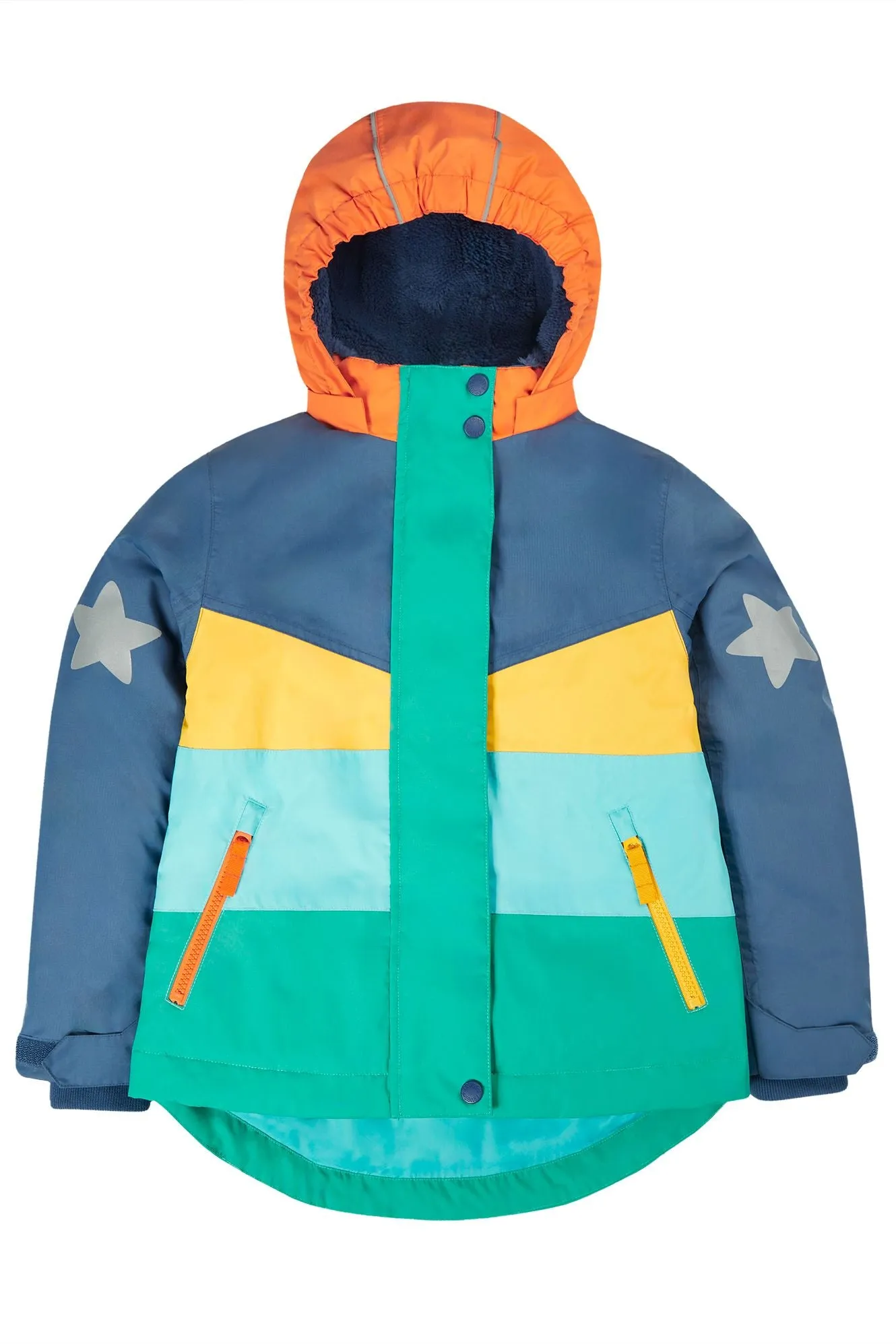 Ski Coat- Frugi -Iguana Colourblock- Warm Ski Coat for Kids