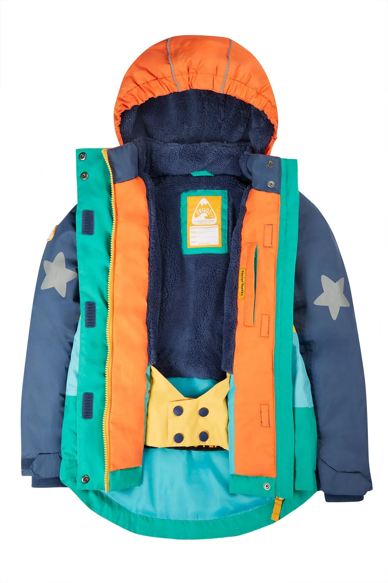 Ski Coat- Frugi -Iguana Colourblock- Warm Ski Coat for Kids