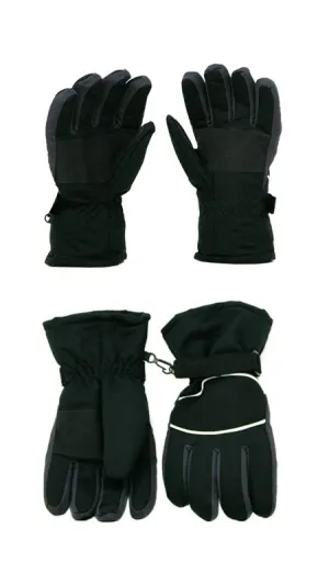Ski Gloves - Junior Waterproof Ski Gloves, Black