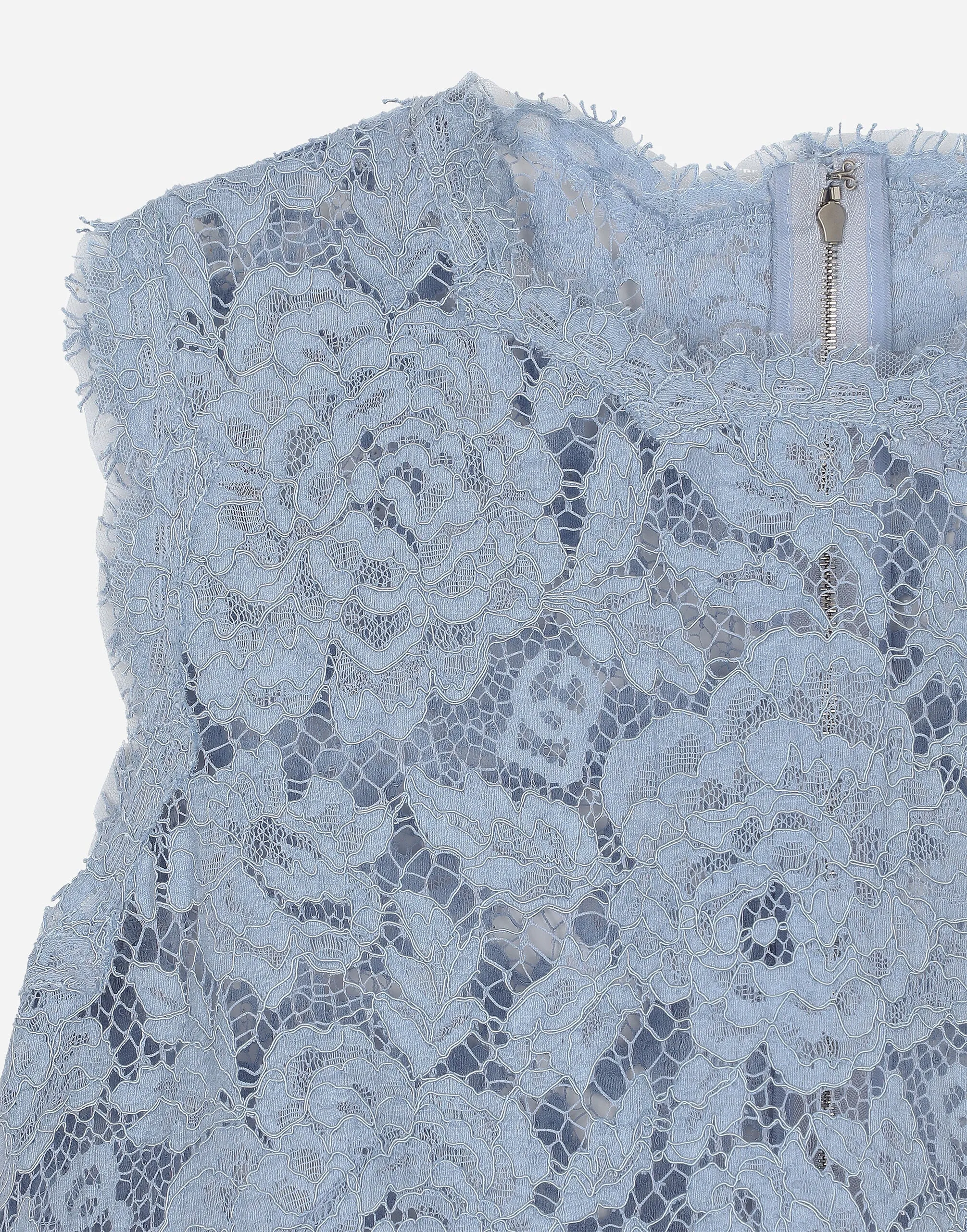 Sleeveless Floral Lace A-Line Dress With DG Logo