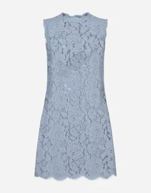 Sleeveless Floral Lace A-Line Dress With DG Logo