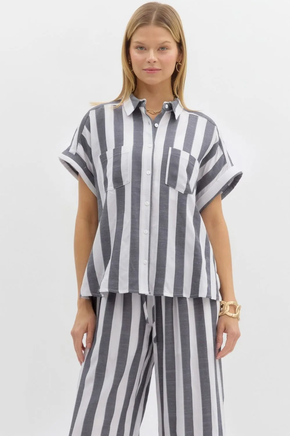Stripe Short Sleeve Top (S-3X)