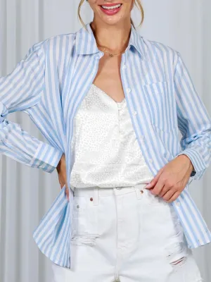 Striped Button Down - Blue