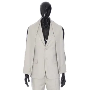 Striped Sleeveless Jacket In Beige Wool Twill