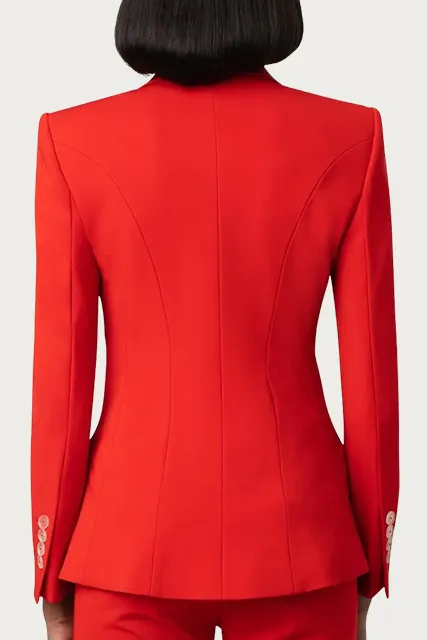 SUPER MATTE JERSEY FITTED DOUBLE-BREASTED BLAZER