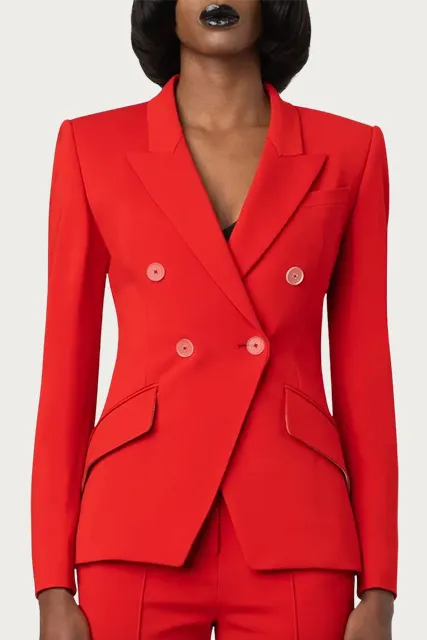 SUPER MATTE JERSEY FITTED DOUBLE-BREASTED BLAZER