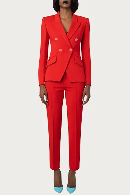 SUPER MATTE JERSEY FITTED DOUBLE-BREASTED BLAZER