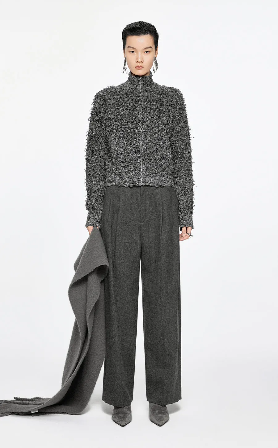 Sweater / JNBY Zip-Up Wool Knitted Cardigan