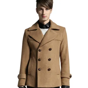 Tailor-made Trench  new V-neck Thicken Warm Men's Wool Coats British Style Mens Winter Coat Fit Overcoat Manteau Homme