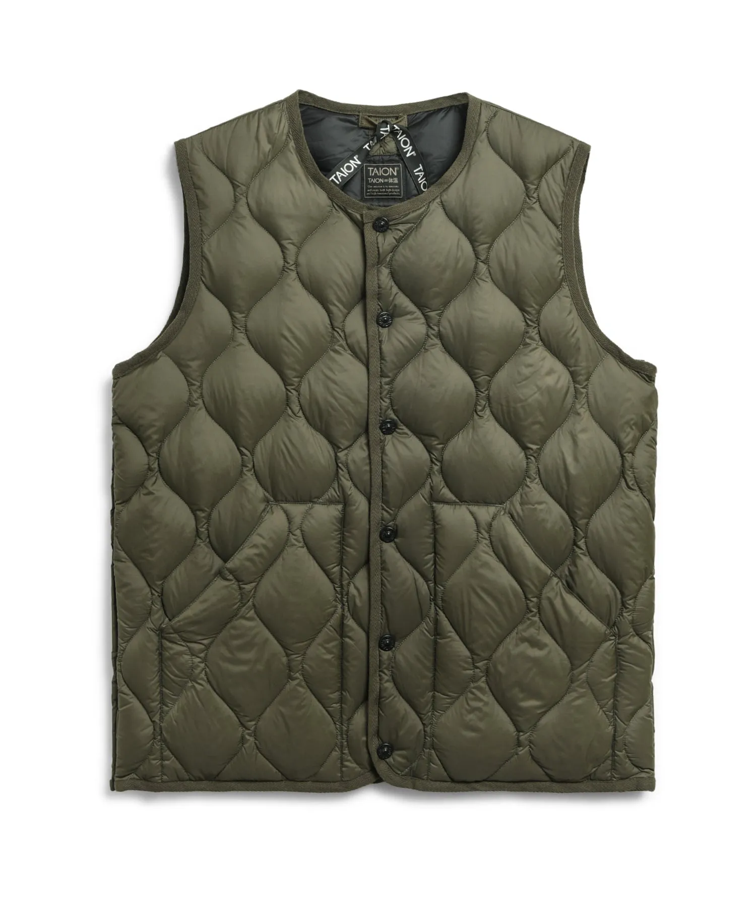 TAION Military Crewneck Down Vest Dark Olive