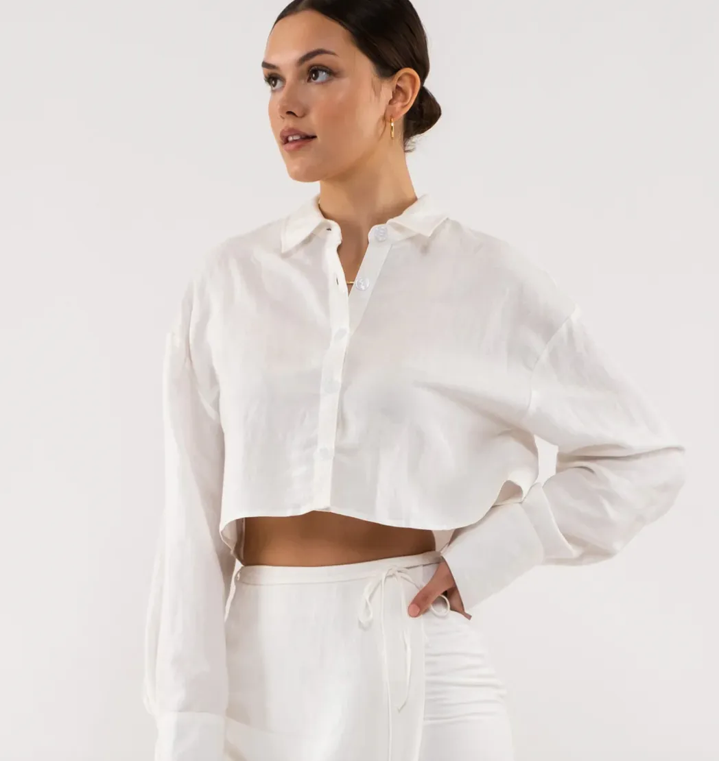 The Quinn Cropped Button Up Shirt