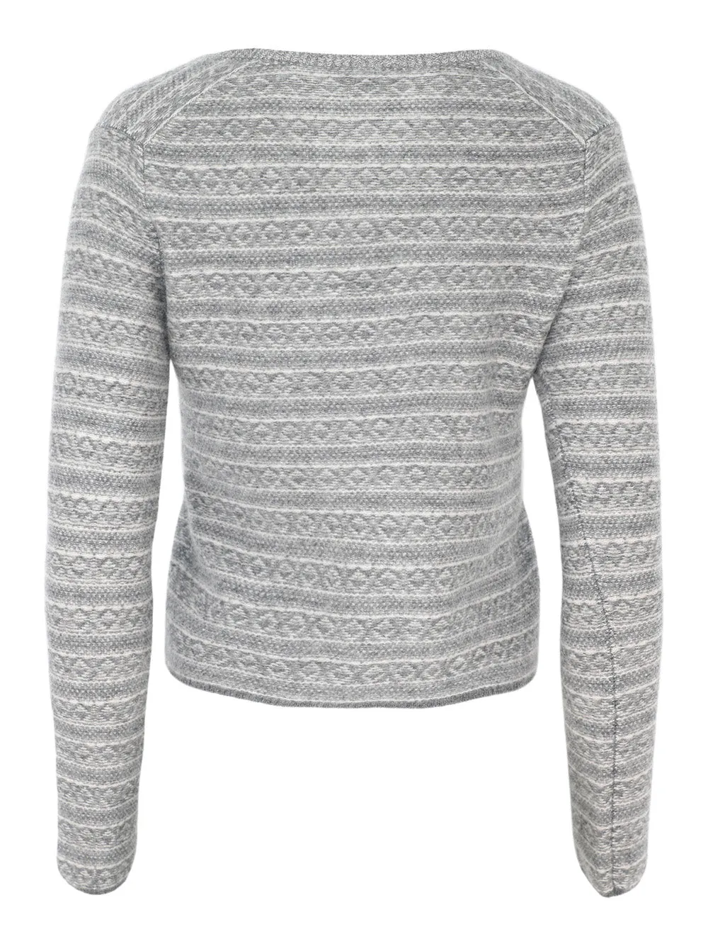 Vince Fair Isle V-Neck in Medium Heather Grey Combo