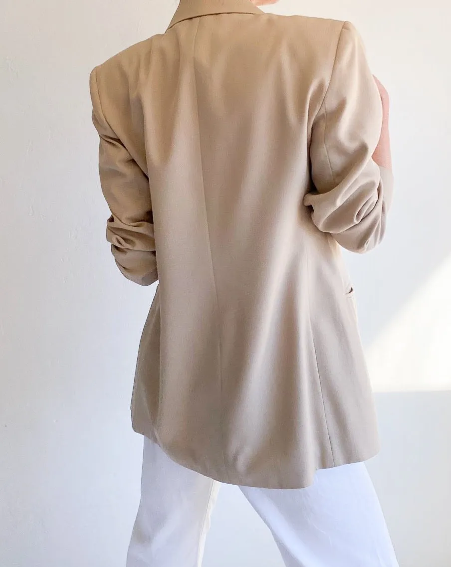 Vintage Beige Double-Breasted Blazer