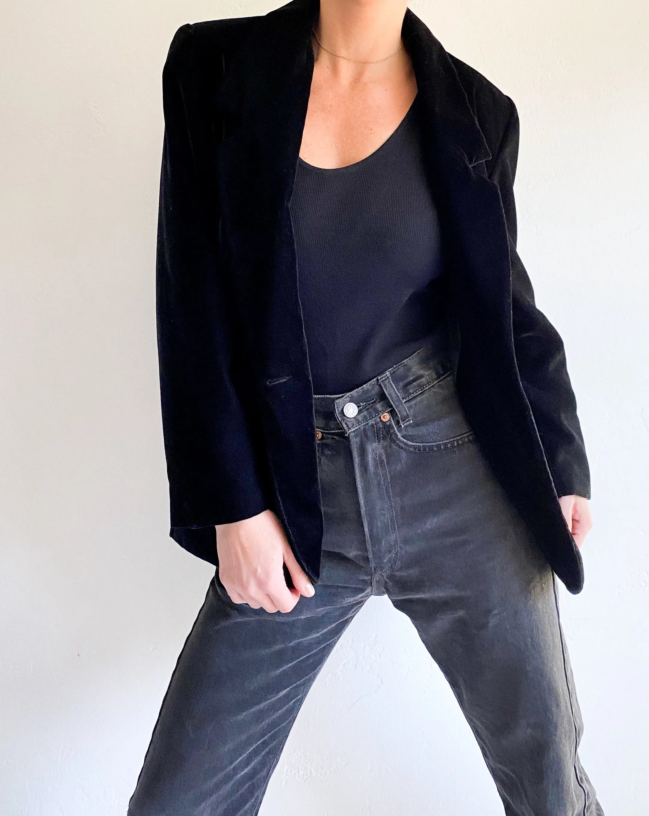 Vintage Black Velvet Blazer