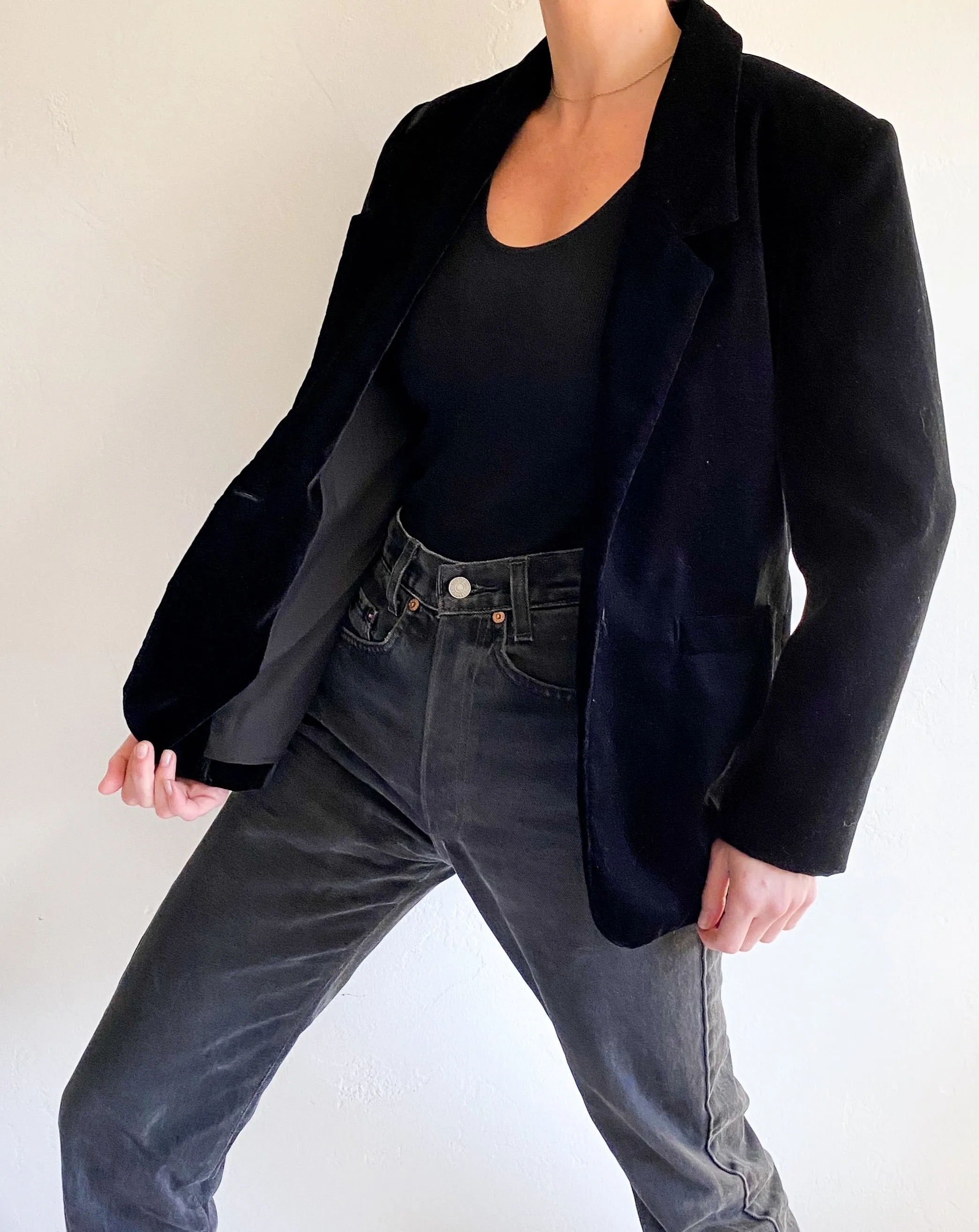 Vintage Black Velvet Blazer