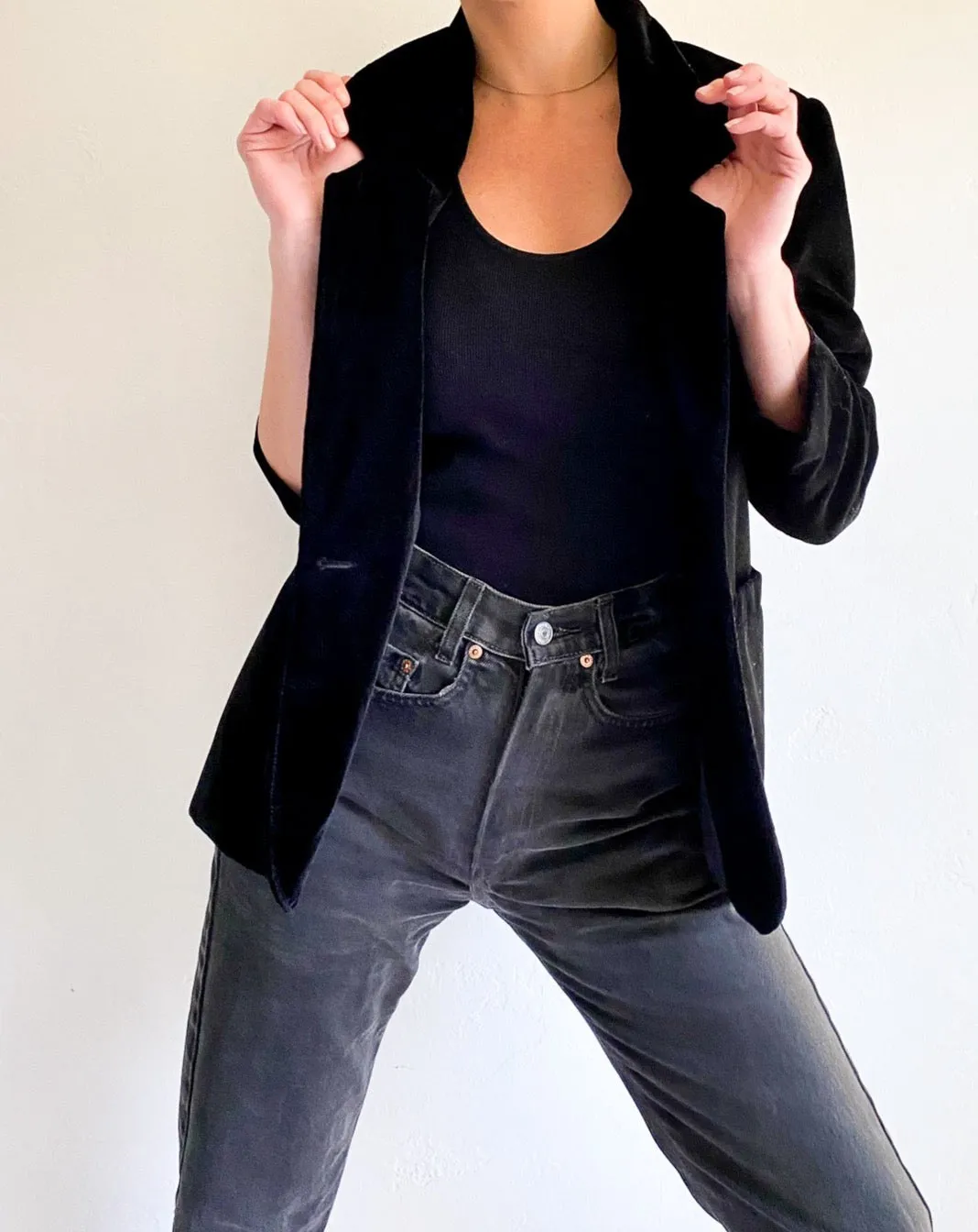 Vintage Black Velvet Blazer