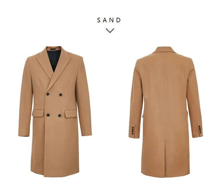 Vintage Woolen Blended Outwear Double-breasted Wool Coat