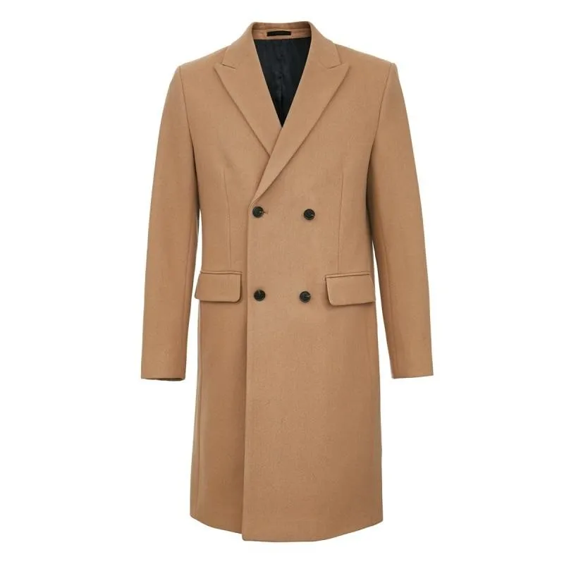 Vintage Woolen Blended Outwear Double-breasted Wool Coat