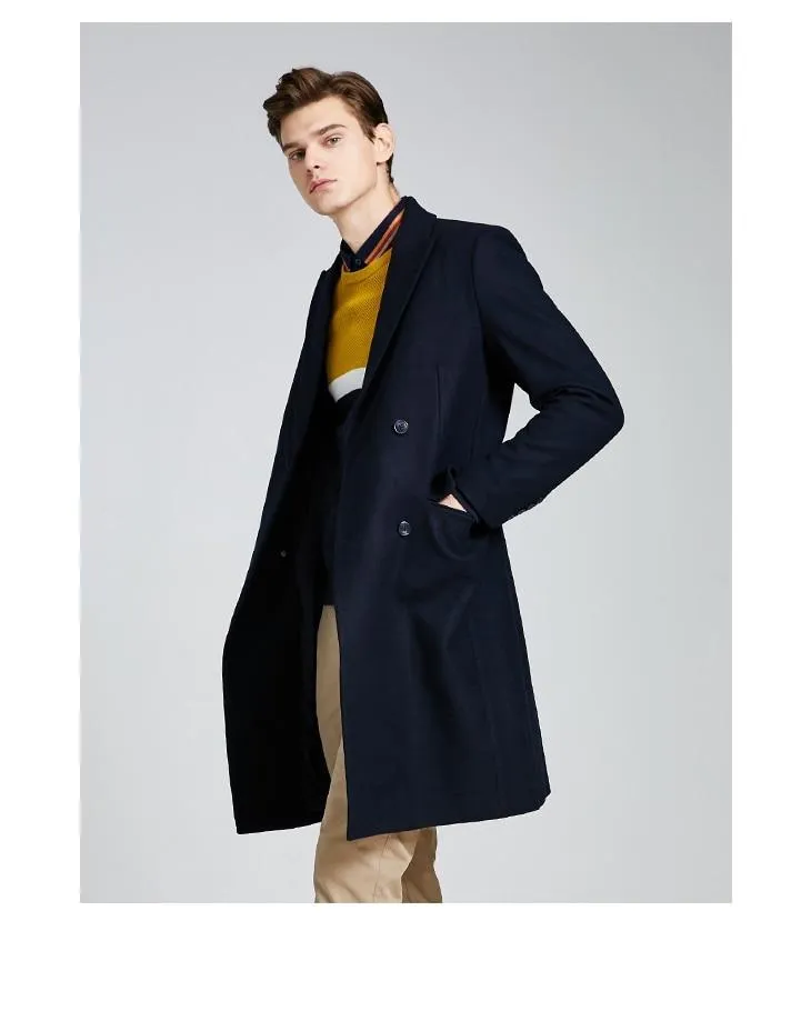Vintage Woolen Blended Outwear Double-breasted Wool Coat