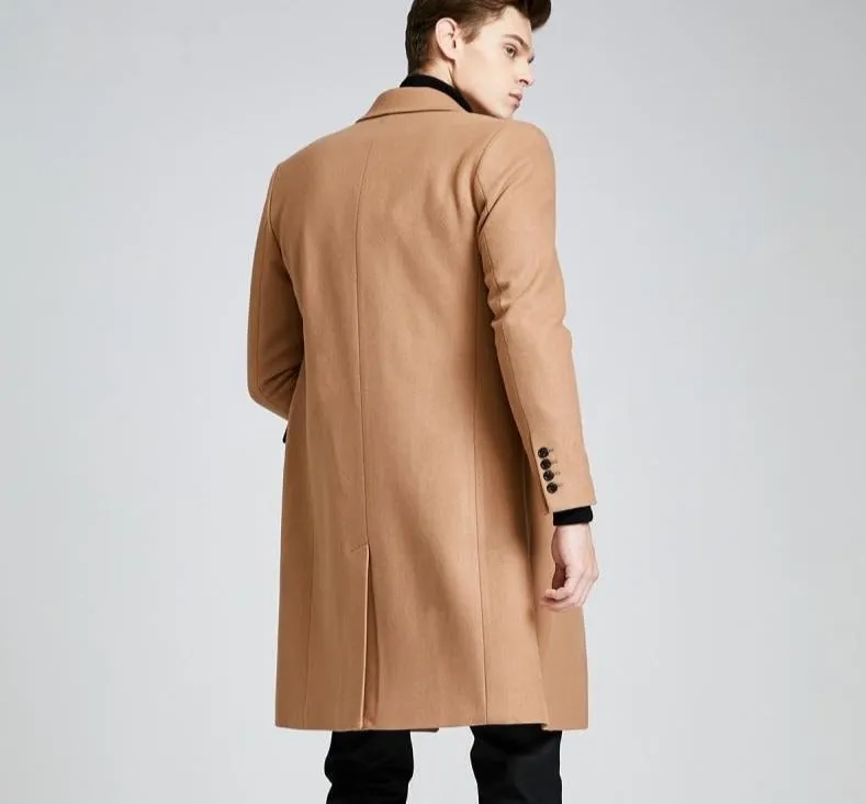 Vintage Woolen Blended Outwear Double-breasted Wool Coat