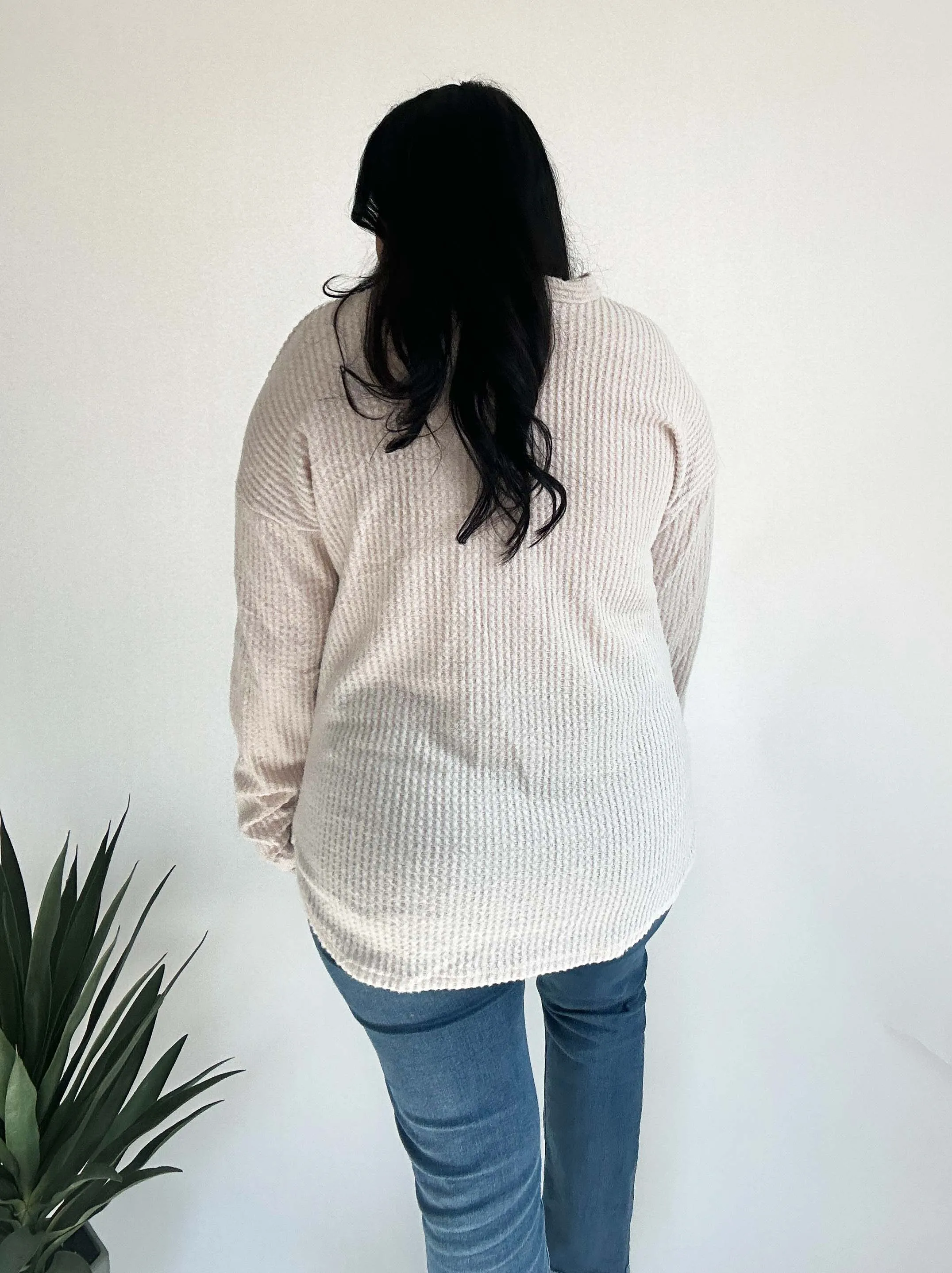 Waffle Knit Button Down
