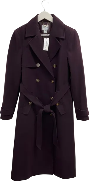 Wallis Purple Twill Trench Coat In Berry UK 10
