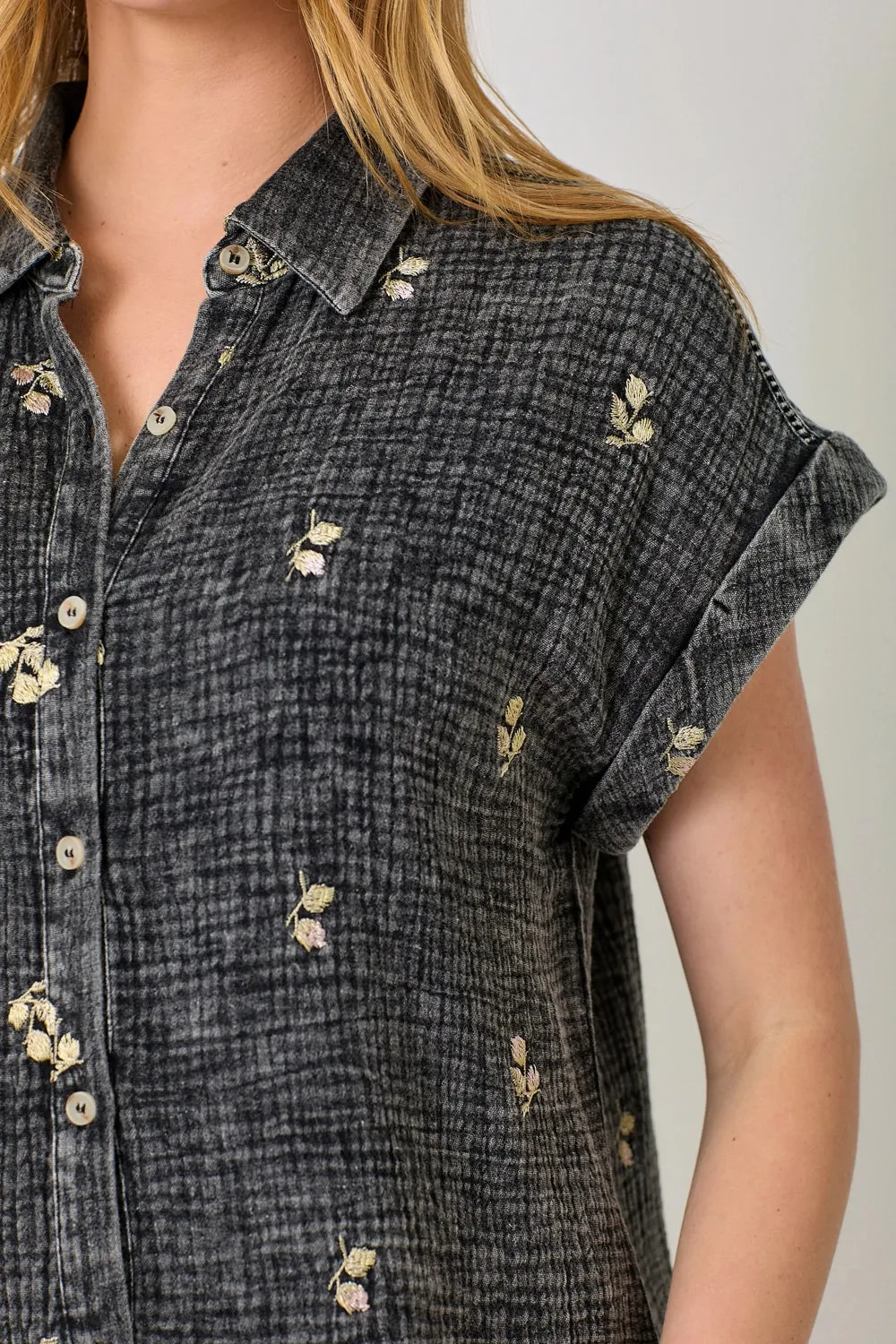 Washed Embroidery Top