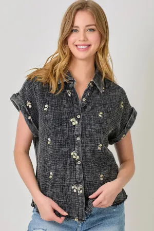 Washed Embroidery Top