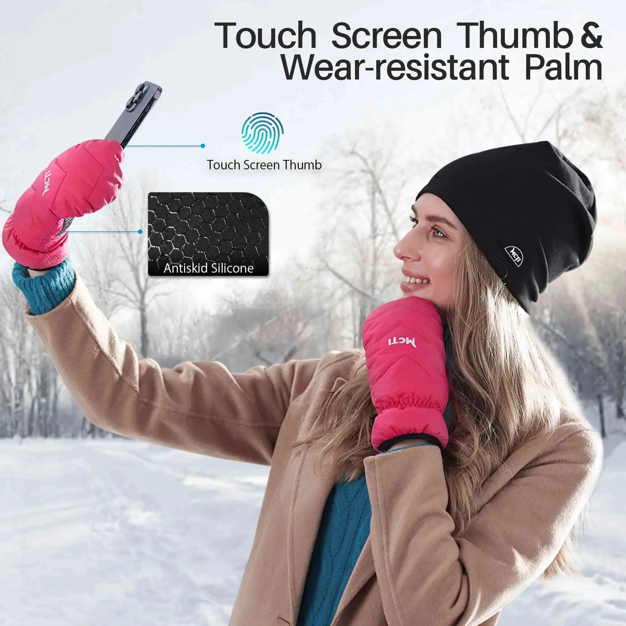 Waterproof Goose Down Mittens for Women | MCTi Snow Mitts