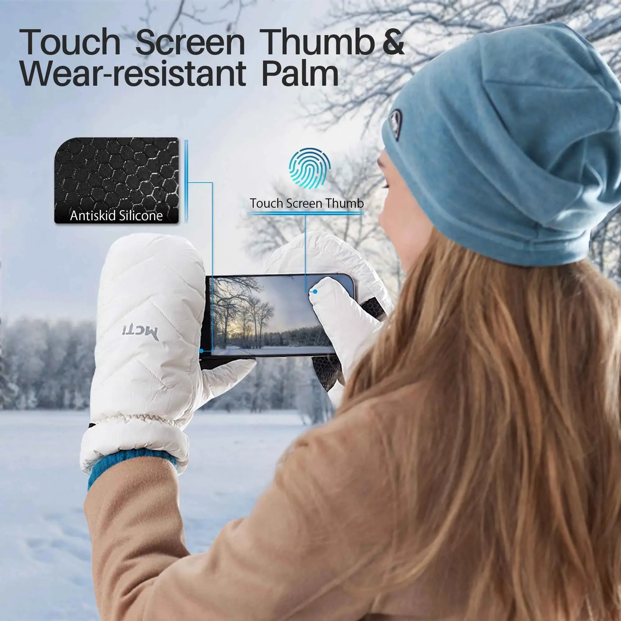 Waterproof Goose Down Mittens for Women | MCTi Snow Mitts