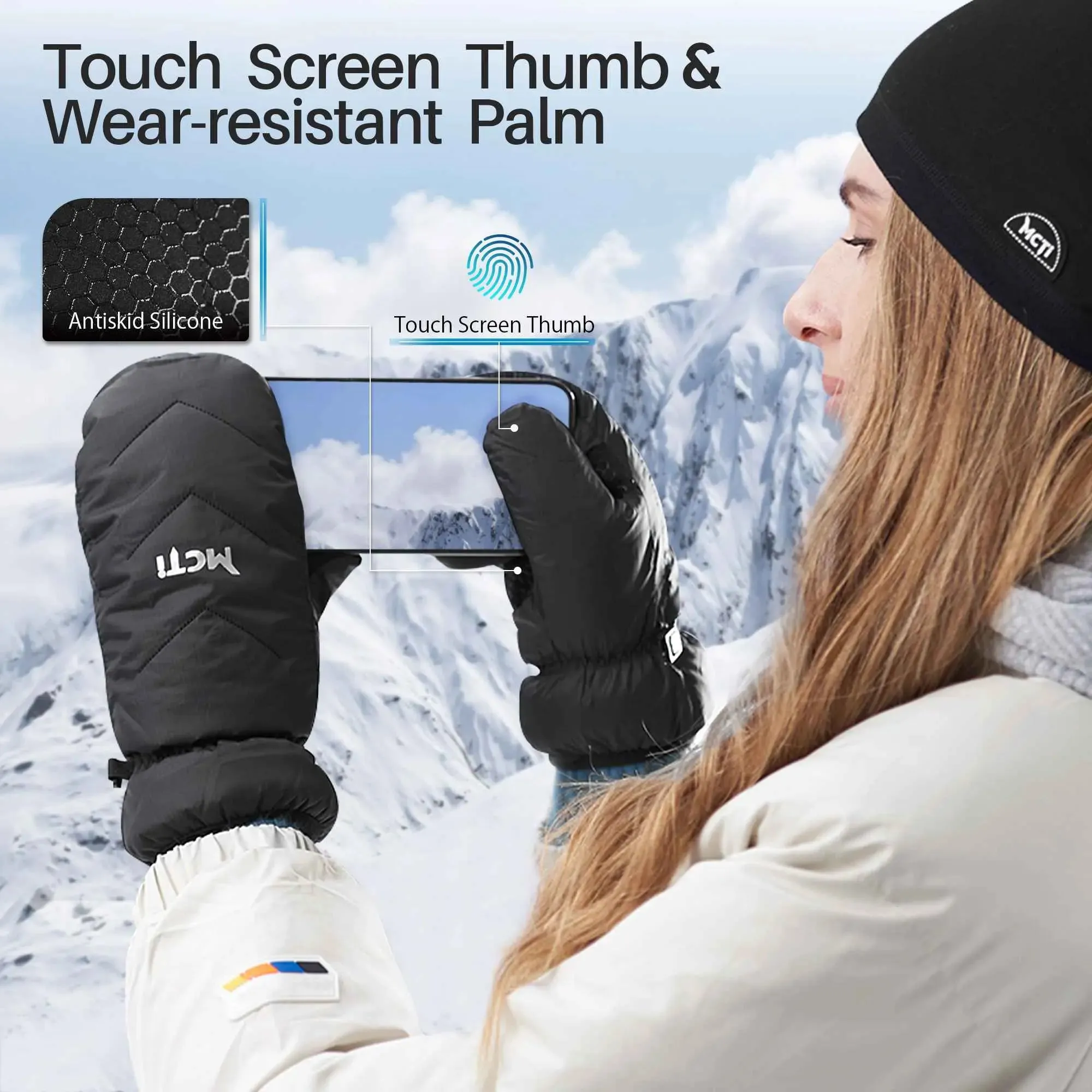 Waterproof Goose Down Mittens for Women | MCTi Snow Mitts
