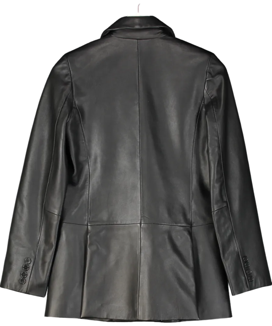 Whistles Black Aliza Waisted Leather Blazer UK 6