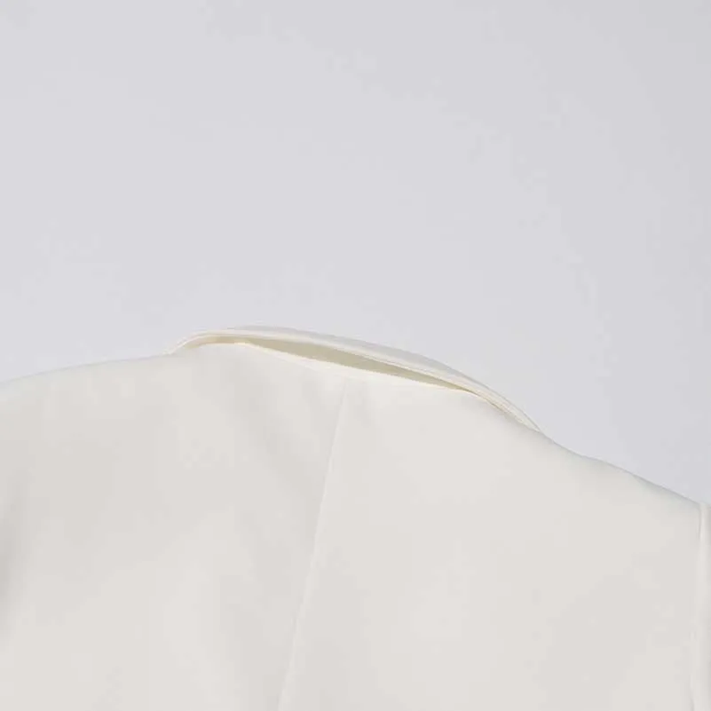 White Double Breasted Maxi Coat V-Neck Blazer