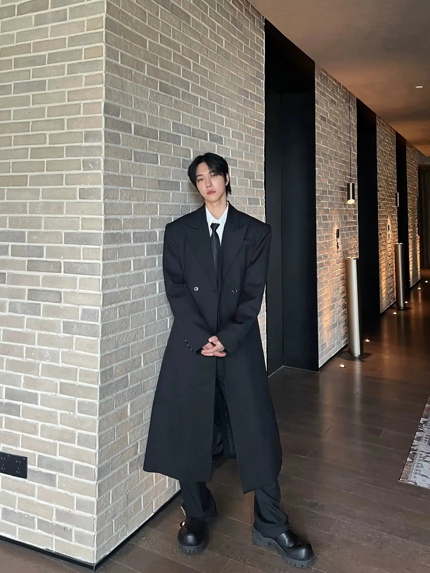 Wide Lapels Double-Breasted Long Coat
